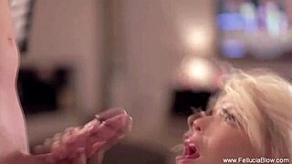 In elegance and grace, the brunette performs a romantic artistic blowjob, sucking and handling the cock skillfully until a cumshot.