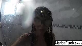 marica in lingerie touches herself while watching her reflection