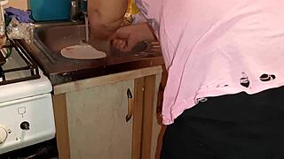 I Secretly Masturbate Next to My Stepmom in the Kitchen with Risky Thrills