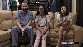 OMG, Dr Tampa did my sis’s 1st gyno exam with Angel Santana and Aria Nicole!