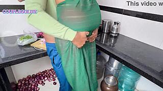 On the second day of Komol's wedding night, her brother-in-law enters the kitchen and fucks her hard.