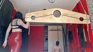 dominatrix nika jerks big excited penis, he dreams of cuming, but gets hand blows