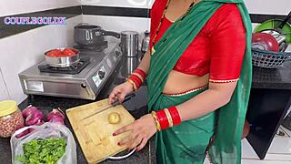 On the second day of Komol's wedding night, her brother-in-law enters the kitchen and fucks her hard.