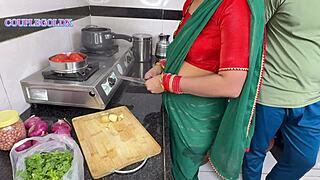 On the second day of Komol's wedding night, her brother-in-law enters the kitchen and fucks her hard.