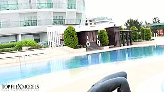 Latex Flexi Doll Stretches in Black Catsuit for Outdoor Fetish Fun