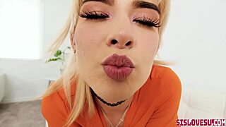 Jessie Saint forteller sannheten til stefar i missionary fingring og cumshot