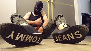 wanking in sneakers for some fun