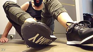 wanking in sneakers for some fun