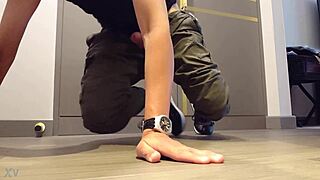 wanking in sneakers for some fun