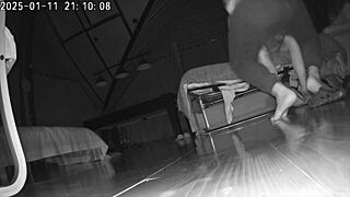 My cheating friend sneaks in and fucks my wife in our homemade setup, ending with cum in mouth.