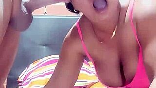 Latina gives blowjob, rides cock, gets creampie twice