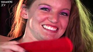 redhead babe in casting interview with dirty talk and natural tits