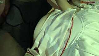 Cute Teen 18+ Angie on Bed in Miniskirt and Pantyhose Gets Ass Pounded Hard!