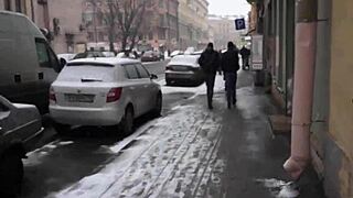 agent subtly explores teen 18+ model's fur pie during casting, with ball licking and sucking