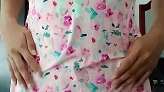 Model in sexy pink pajamas, innocent colleague