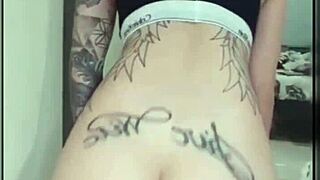 I watch novinha safada rachell miranda sitting on the dildo, feeling so naughty and excited with her big tits and tattoo