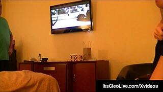 Its Cleo Cam Cutie Deepthroats Cock And Receives Cum Load On Freckled Face.