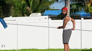 new pool boy rides monster black cock on his lucky first day