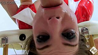 Slutty nurse Lucia Love says, 'Let me give you some rough doggystyle therapy with this big dildo'