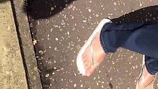 Neighbor grandma's sexy feet get licked and sucked in this fetish fun