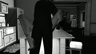 Polka dots enjoys a kitchen cartoon adventure.