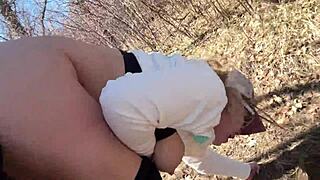 Sketchy milf sex outdoors almost caught 😏