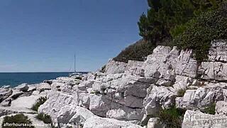 horny lesbo girls eat pussy in public on holiday