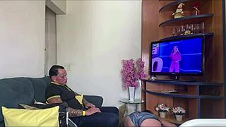 Suzie, you're such a slut in the kitchen with Jhony Gab. Bent over for ass licking and orgasm.