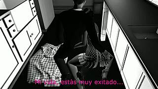 Polka dots enjoys a kitchen cartoon adventure.