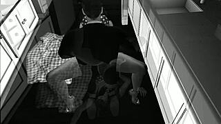 Polka dots enjoys a kitchen cartoon adventure.