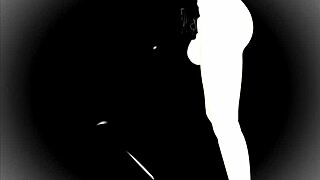 Ebony Girl Teases Big White Futa Cock with Deepthroat