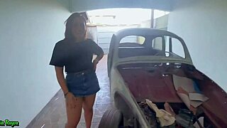 young brazilian girl fucking in the car with old cuckold watching