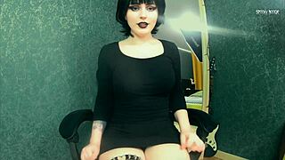 Goth girl Mavis Dracula teases with thick thighs, fat booty, and panties