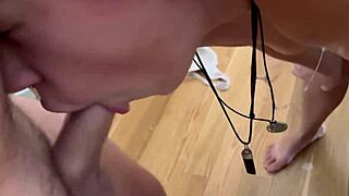 this slutty blonde gave a sloppy blowjob, swallowing every drop with ease.