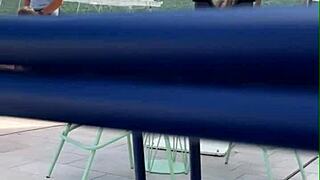 Risky public flashing with teen