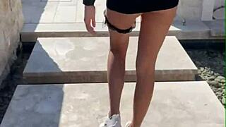Risky public flashing with teen