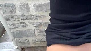 Risky public flashing with teen