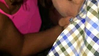 mature blonde sucks young cock in public outdoor spot, wow!