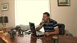 Sasha Rose cheats by letting her boss drill her tight asshole.