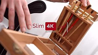 Pretty Di Slim Teen 18+ Teases Model With Bent Over Pose, Tattoo, And Intimate Touches