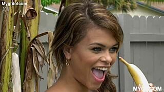 Shaved Brunette Goes Wild with Interracial Deepthroat Facial