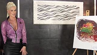 glam slut covered in slime for blowbang cumshot masturbation