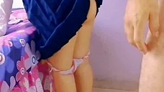 These horny Mexican students have no condoms or motel, so they fuck in the living room with her family nearby 😏