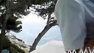 Retro Blondie Teases with Skills on a Massive Cock in Classic Scene