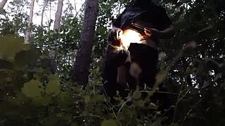 I fuck my stepsister's mouth in the woods to avoid her boyfriend catching us