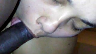 Latina BBW cheating by sucking hard cock