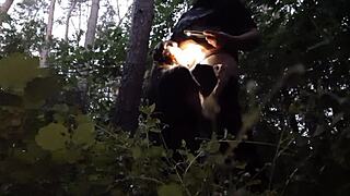 I fuck my stepsister's mouth in the woods to avoid her boyfriend catching us