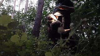 I fuck my stepsister's mouth in the woods to avoid her boyfriend catching us