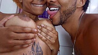 skinny tattooed young guy pounds hard in bathroom for first time interracial fuck