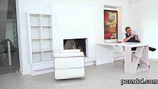 natural tits girl gets seduced and fucked by aged lecturer with blowjob